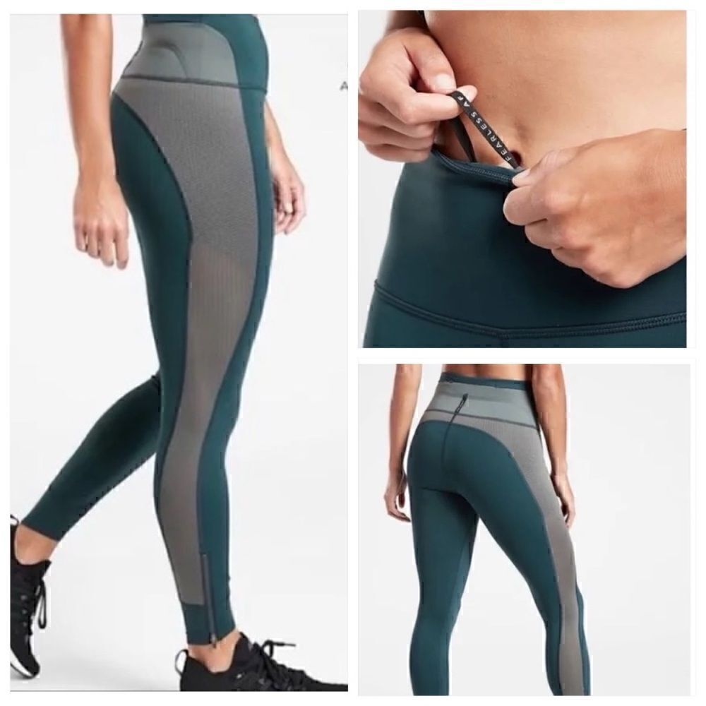 Athleta Allyson Felix‎ legging Womens color block Ankle zipper legend 7/8 length